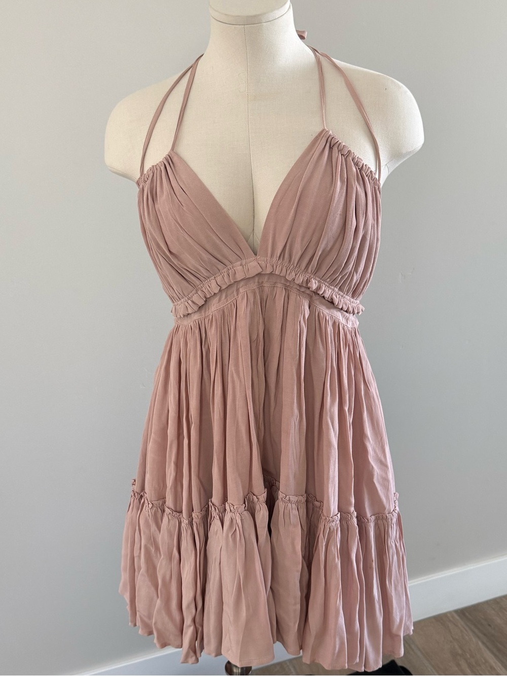Vici Dusty Mauve Halter Babydoll Dress